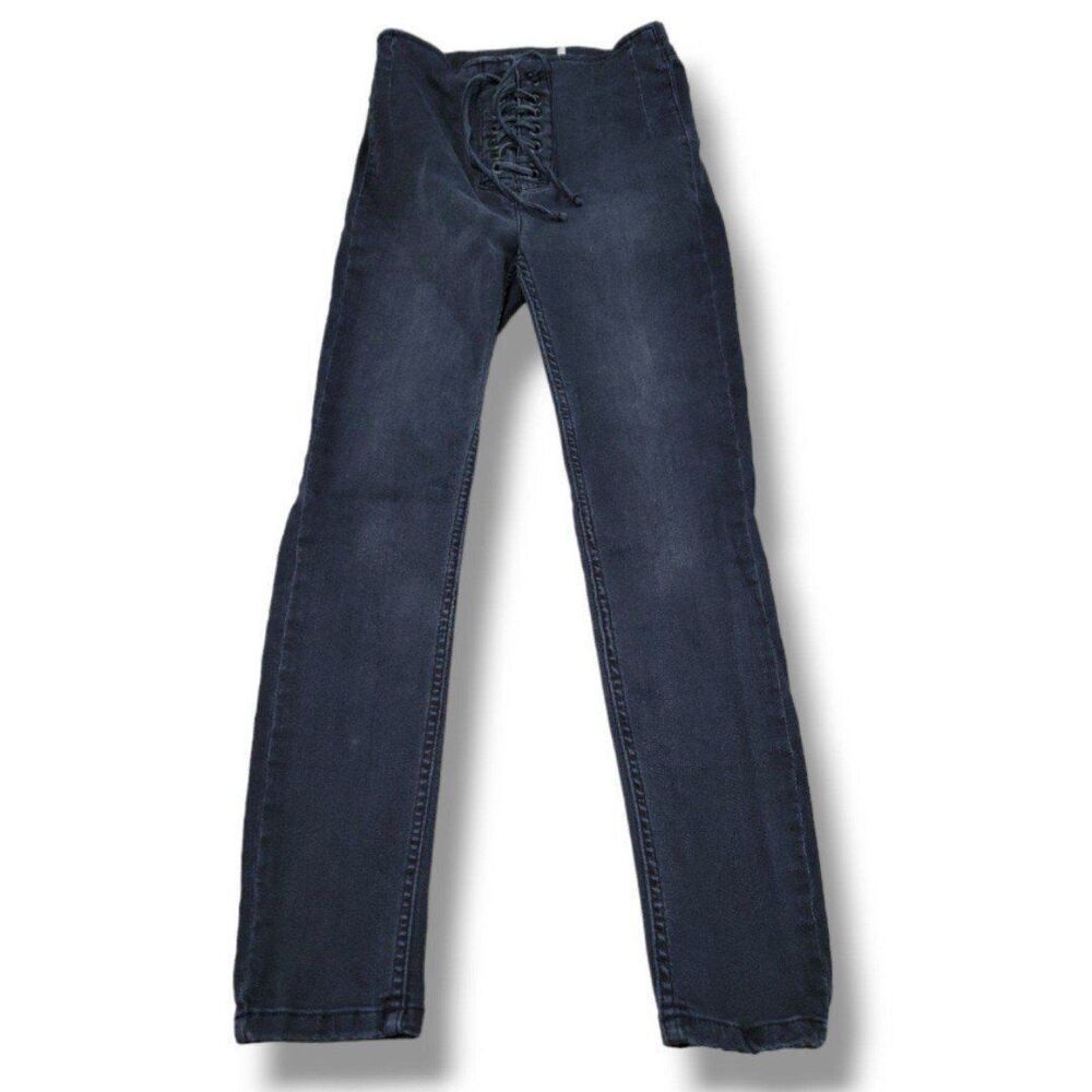 Free People Jeans Size 25 W25"L26.5" Skinny Jeans Ankle Jeans Stretch Lace Front